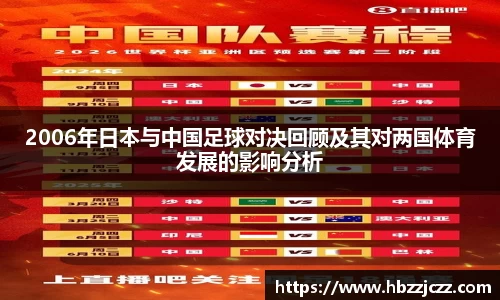 2006年日本与中国足球对决回顾及其对两国体育发展的影响分析